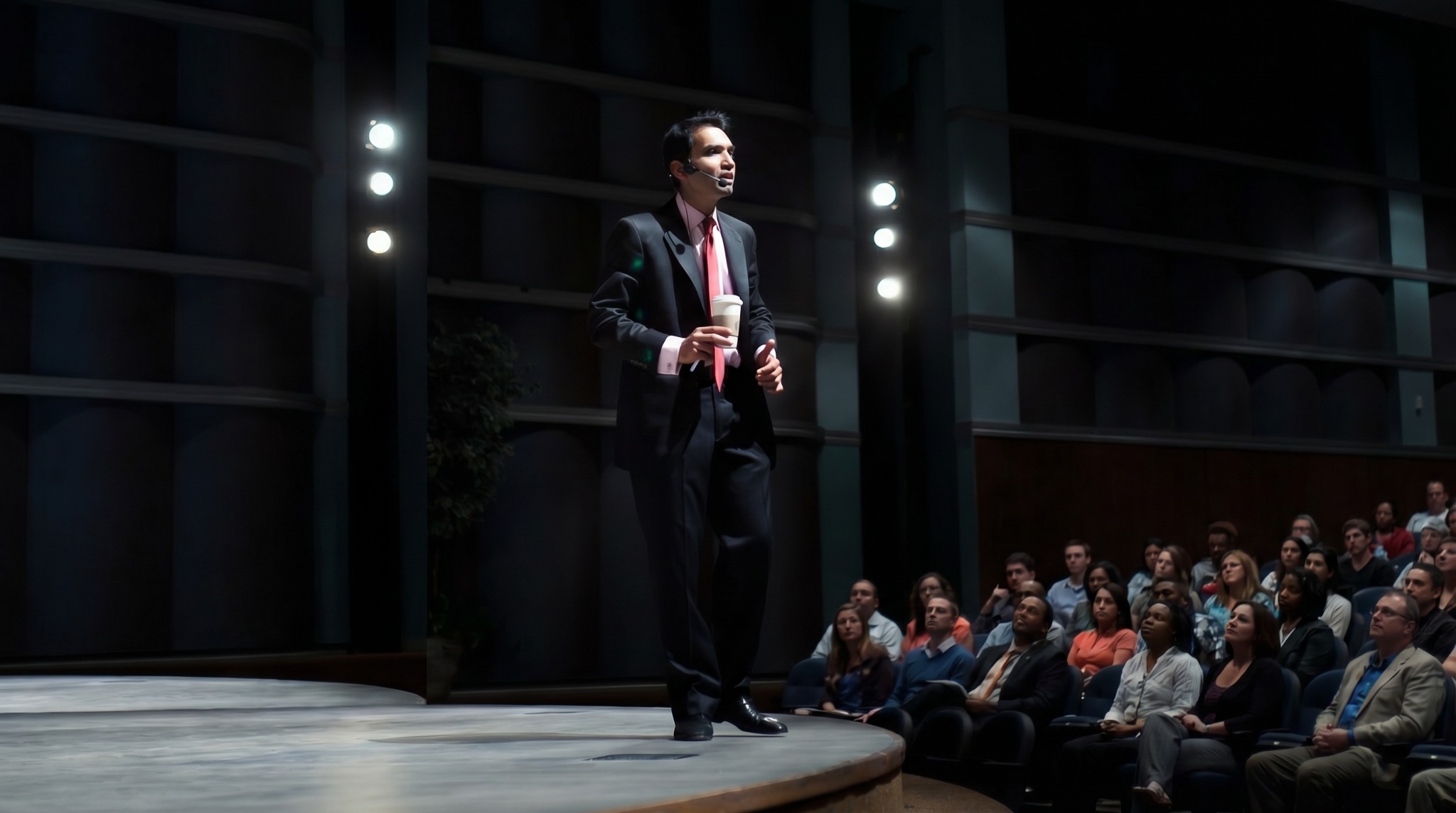 Srini Saripalli speaking to an audience